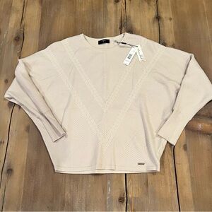 Tahari Cream Ribbed Knit Sweater
